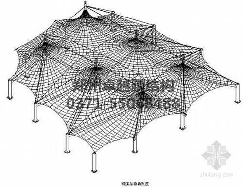 設(shè)計圖中可以看出索膜結(jié)構(gòu)一般由膜材、索結(jié)構(gòu)、支架結(jié)構(gòu)三部分組成