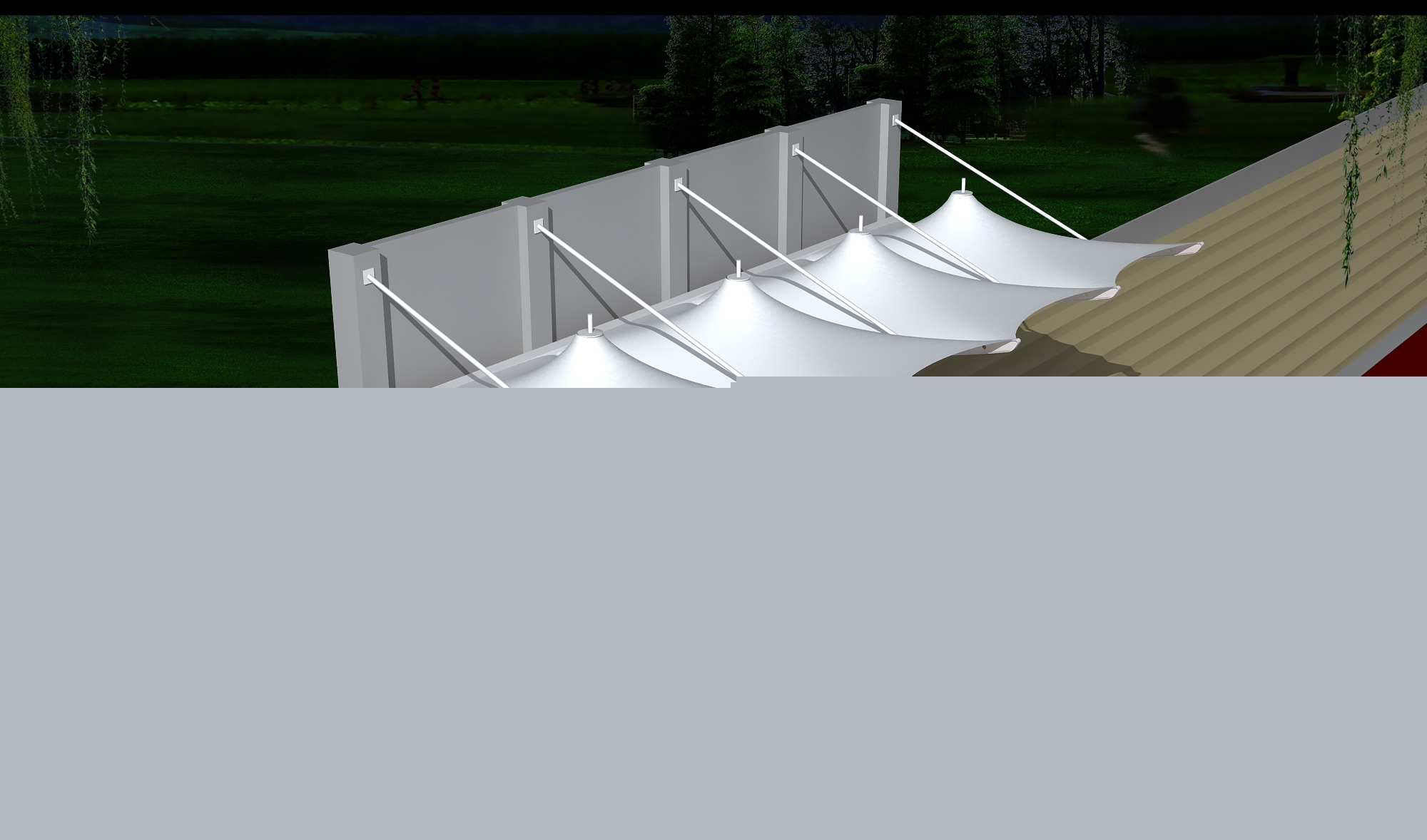 壽陽(yáng)體育公園膜結(jié)構(gòu)【看臺(tái)雨棚】門球場(chǎng)案例